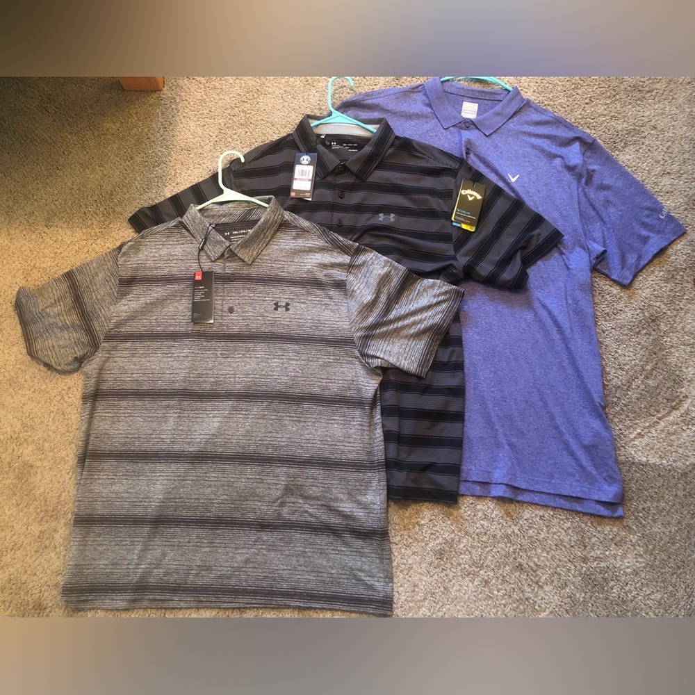 New Callaway and Under Armour Men's Golf Shirt lot of 3 XXL